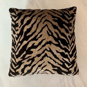 Scalamandré style Velvet Zebra Tiger Striped Pillow by Smithy 19 x 19 Ret.$345